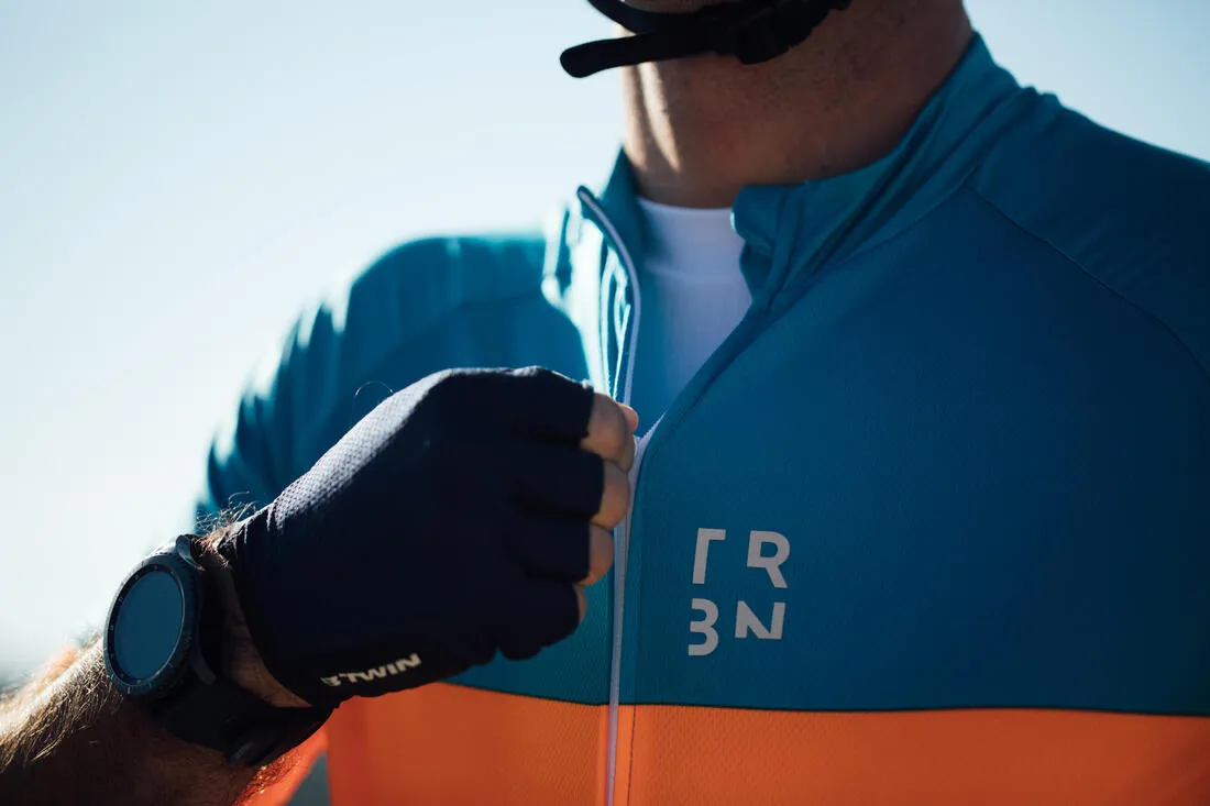 RC500 Road Cycling Short-Sleeved Warm Weather Jersey - Blue/Orange