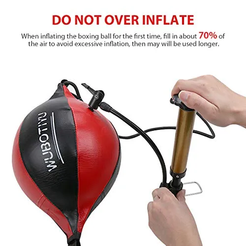 VAlinks Professional Double End Speed Bag PU Leather Punch Ball Striking Bag Kits for Boxing MMA Training Muay Thai Fitness or Fighting Sport (Red)